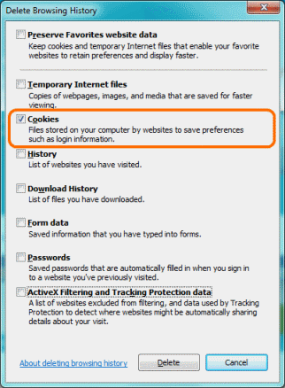 Delete IE Cookies